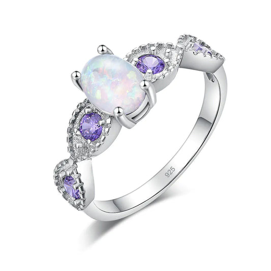 Opal Zircon Ring
