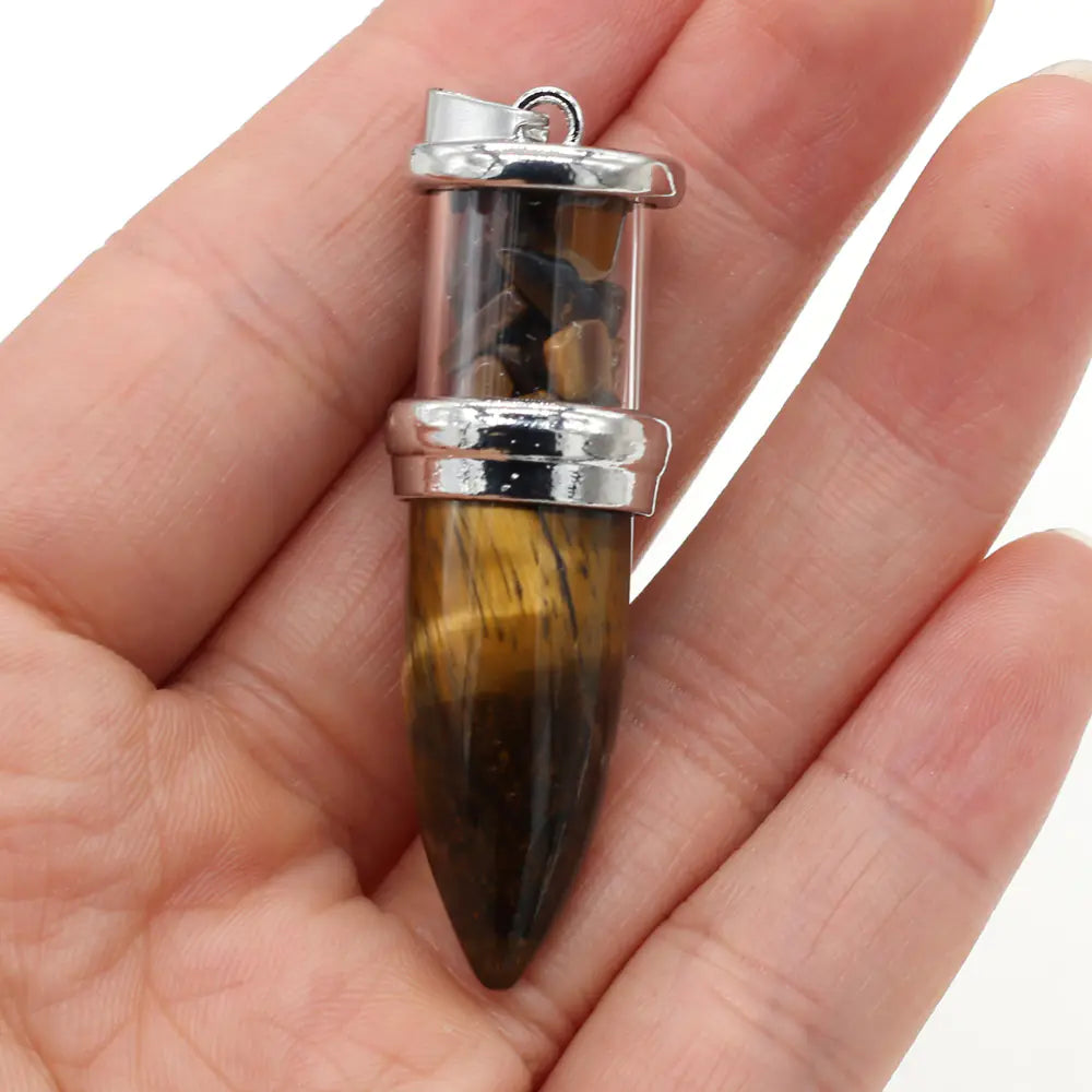 Natural Amethyst Powder Bullet Pendant Jewelry - Mystic Edge