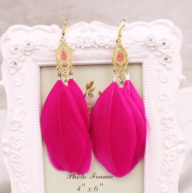 Feather Earrings and Studs - Stylish Jewelry Set