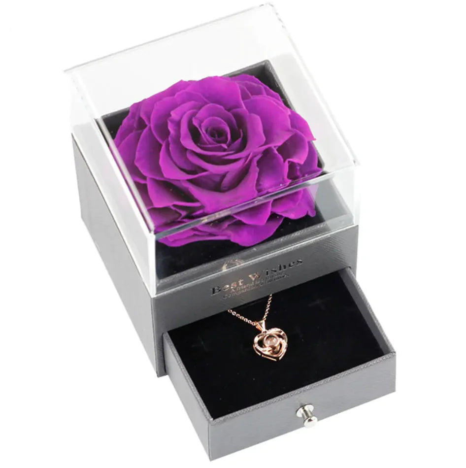 Preserved Rose Jewelry Box and Necklace