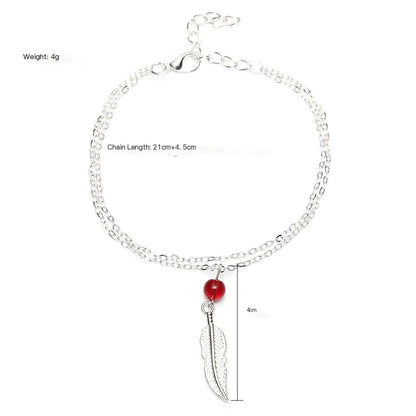 Crystal Bead Feather Anklet - Stylish Summer Accessory - Mystic Edge