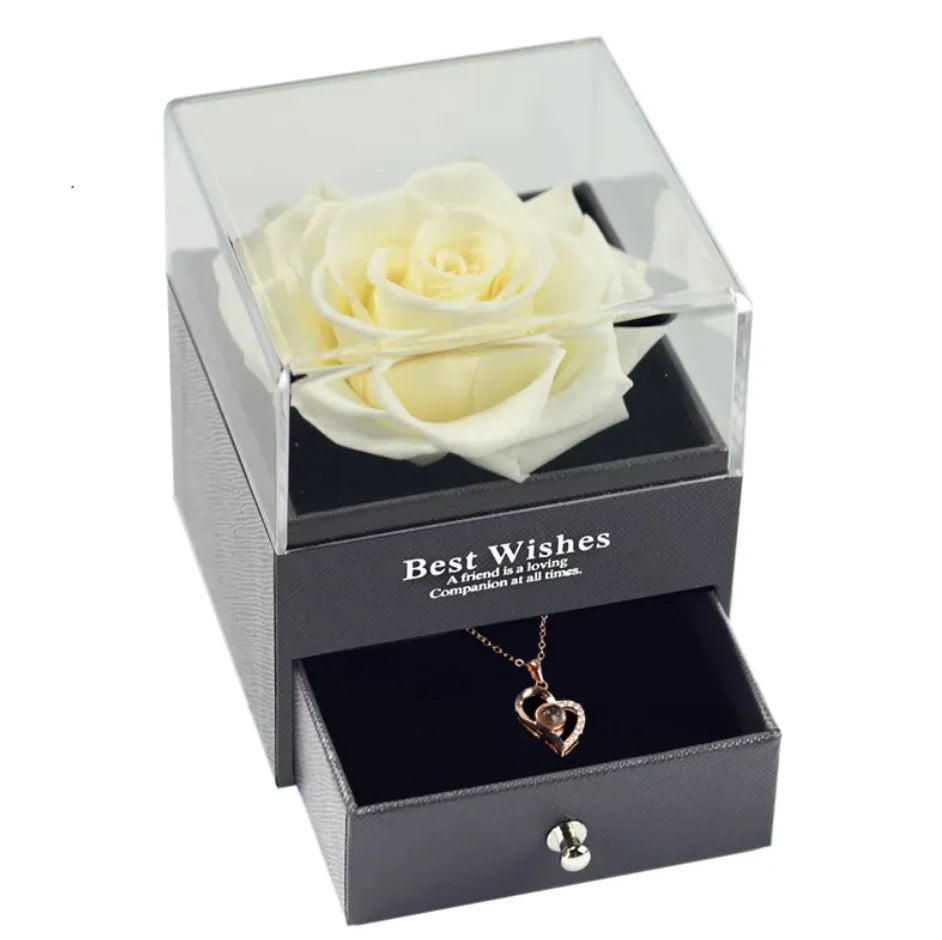 Preserved Rose Jewelry Box and Necklace
