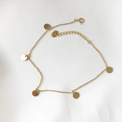 Korean S925 Silver Anklet with Gold Summer Charms - Mystic Edge