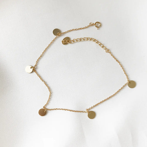 Korean S925 Silver Anklet with Gold Summer Charms - Mystic Edge