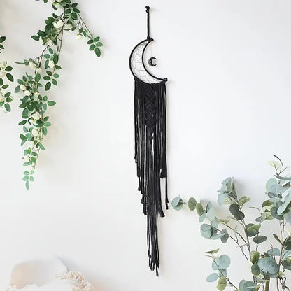 Handmade Black Star Moon Cotton Rope Dream Catcher