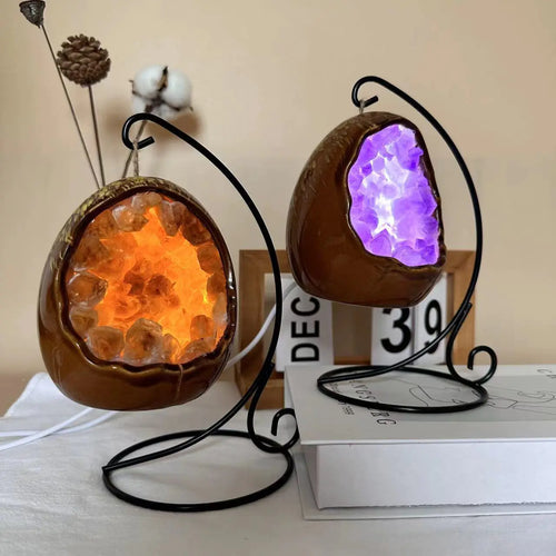 Natural Crystal Cave Dinosaur Egg USB Night Light