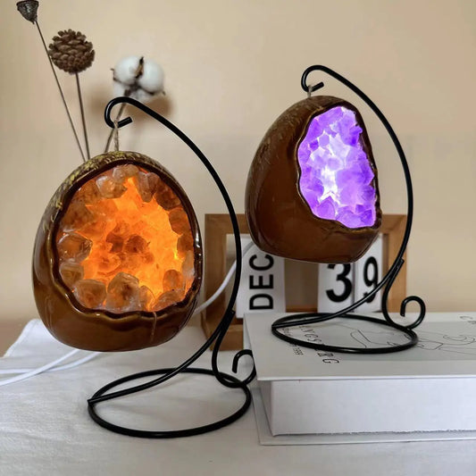 Natural Crystal Cave Dinosaur Egg USB Night Light