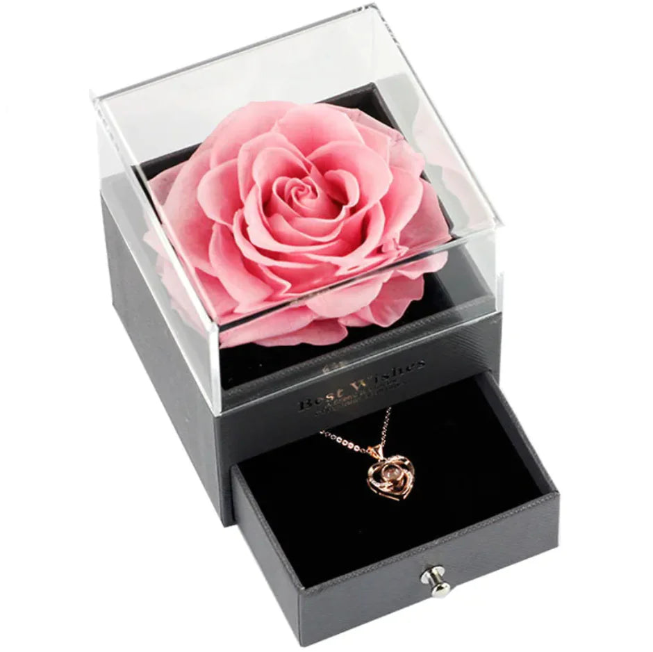 Preserved Rose Jewelry Box and Necklace