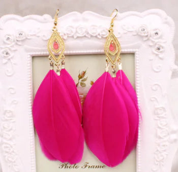 Feather Earrings and Studs - Stylish Jewelry Set