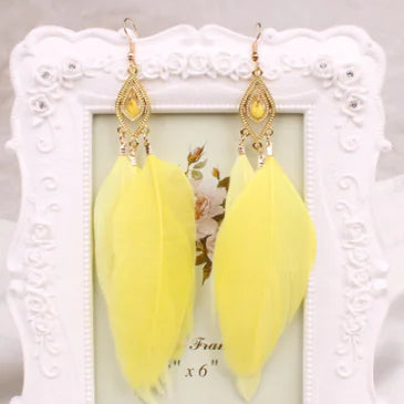 Feather Earrings and Studs - Stylish Jewelry Set
