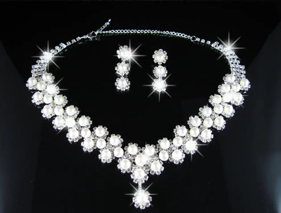 Pearl Necklace and Earring Set for Bride Accessories - Mystic Edge