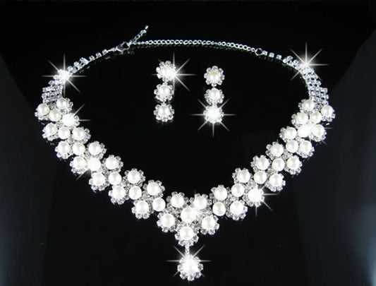 Pearl Necklace and Earring Set for Bride Accessories - Mystic Edge