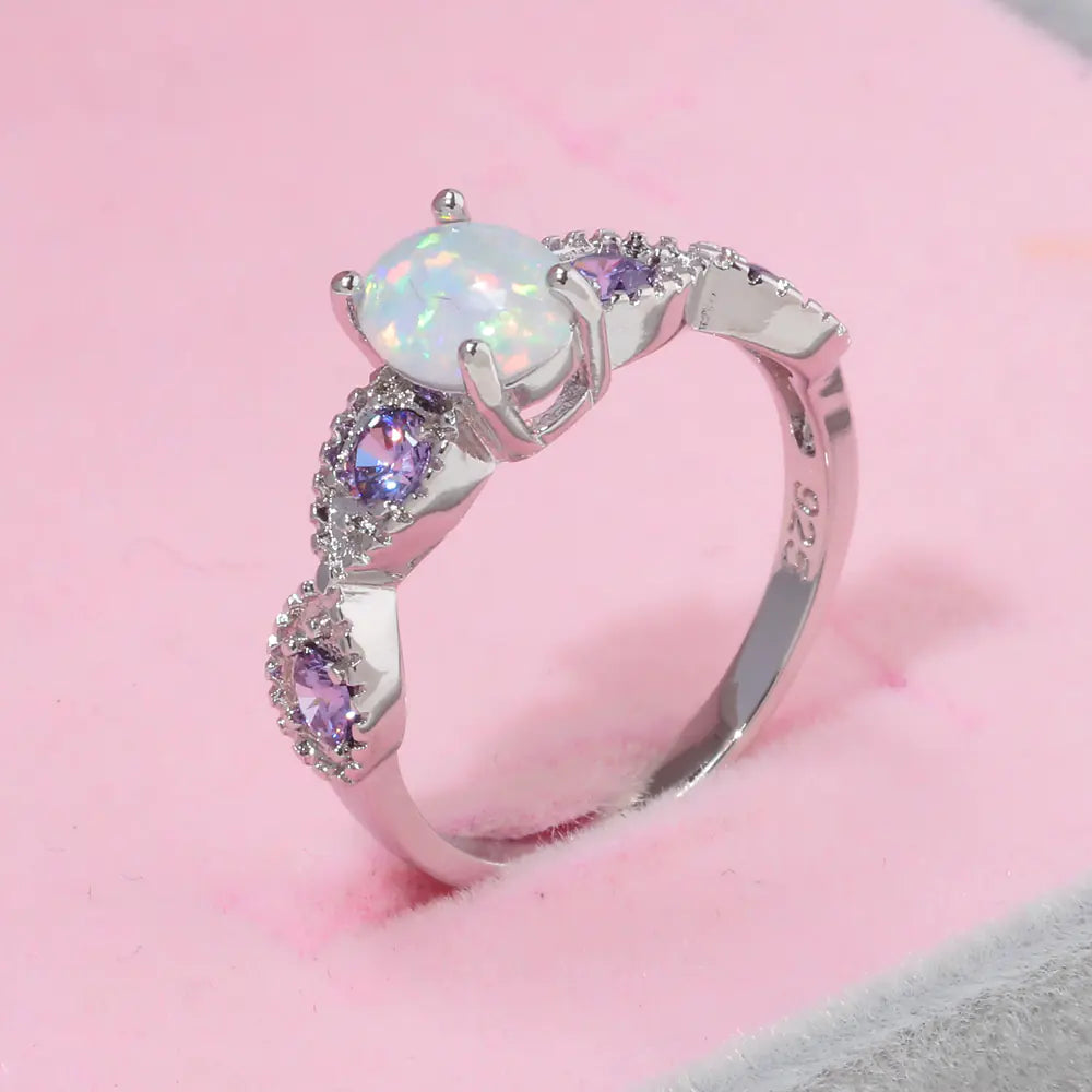 Opal Zircon Ring