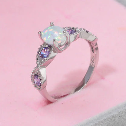 Opal Zircon Ring