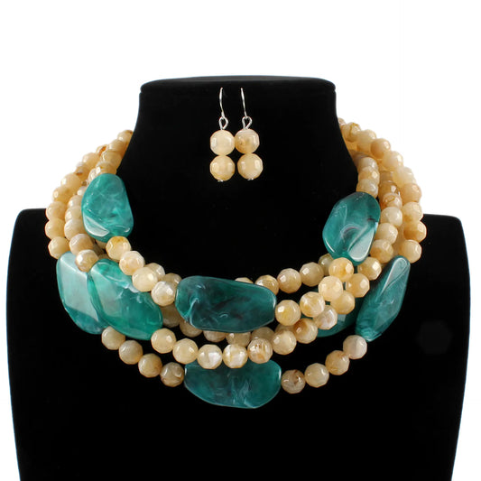 Exaggerated Resin Bead Necklace - Vintage Handmade Jewelry