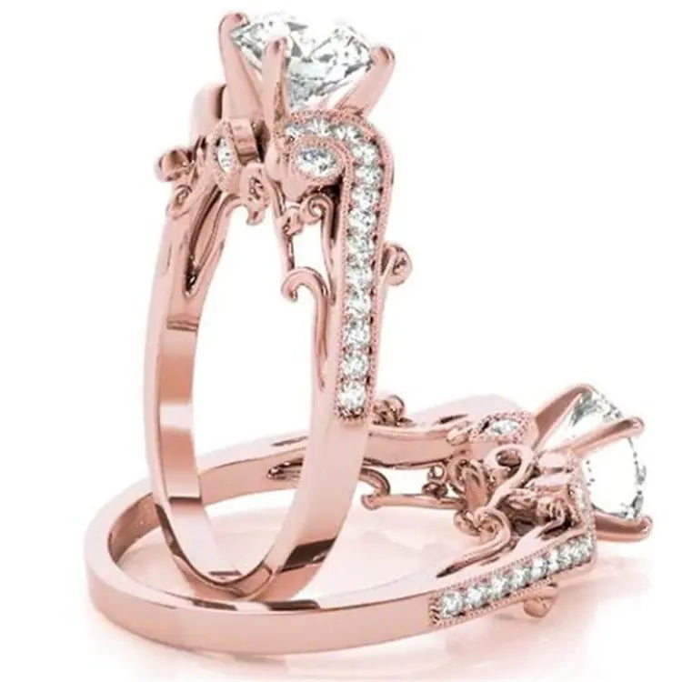 Fashion Princess Engagement Ring with Zirconia Stones - Mystic Edge