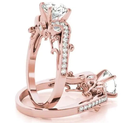 Fashion Princess Engagement Ring with Zirconia Stones - Mystic Edge