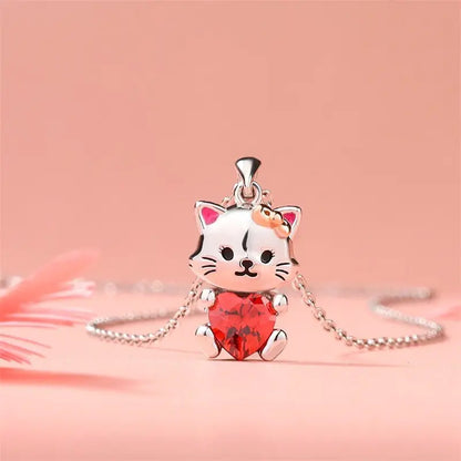 Heart Cat Necklace - Simple Chic Cartoon Sweater Jewelry
