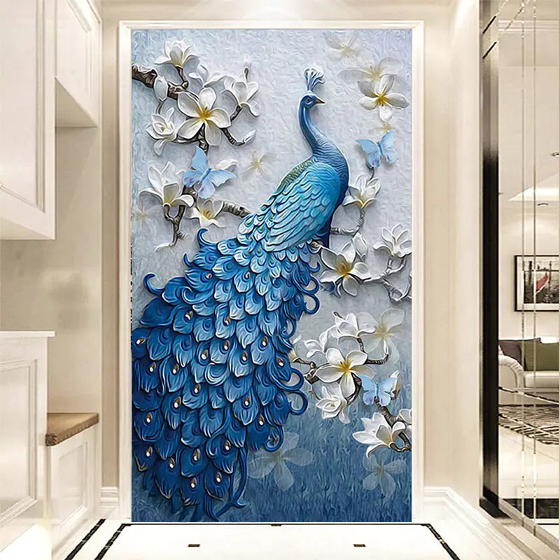 New 5D Full Diamond Peacock Painting in Blue