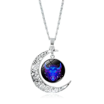Zodiac Pendant with Half-Moon and Time Gemstone - Mystic Edge