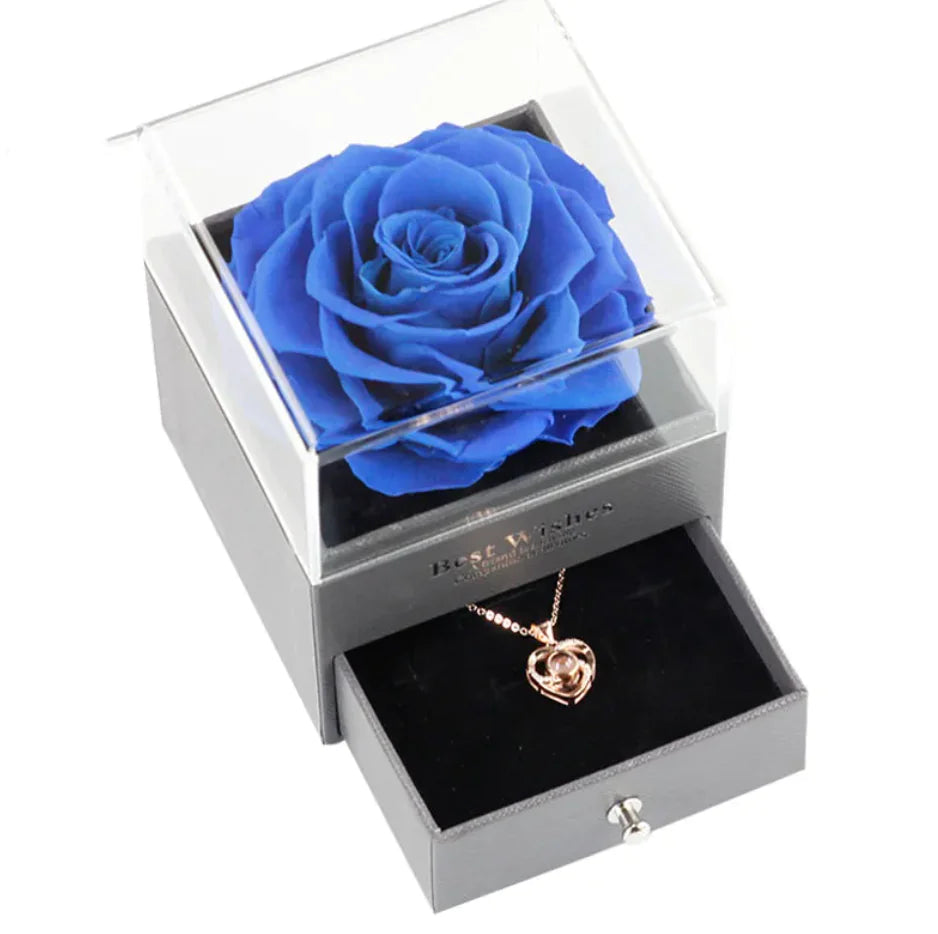 Preserved Rose Jewelry Box and Necklace