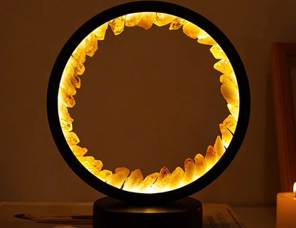 Natural Yellow Purple White Crystal Round USB Night Light