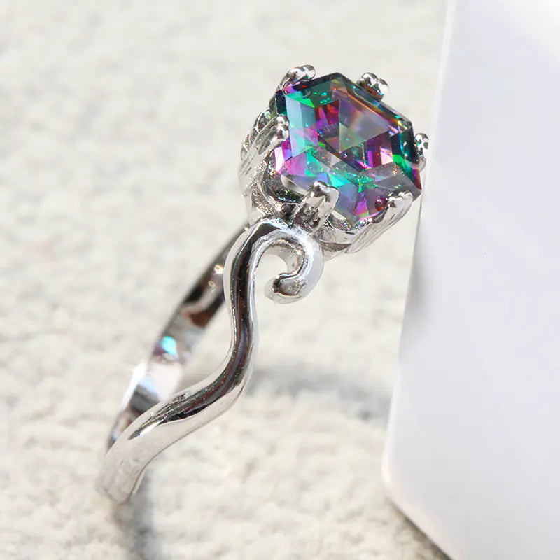 Colorful Gemstone Zircon Ring - Trendy Jewelry - Mystic Edge