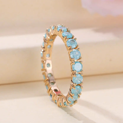 French Retro Champagne Gold Blue Ice Flower Ring - Mystic Edge