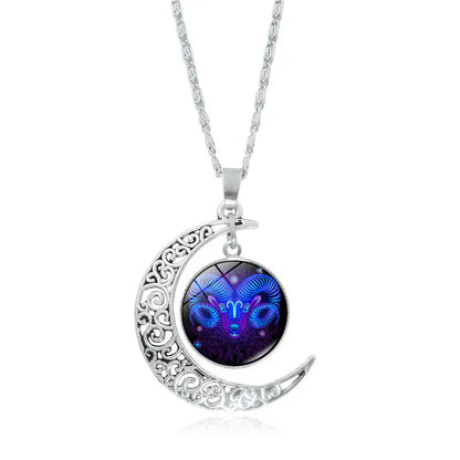 Zodiac Pendant with Half-Moon and Time Gemstone - Mystic Edge