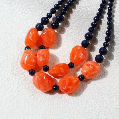 Exaggerated Resin Bead Necklace - Vintage Handmade Jewelry