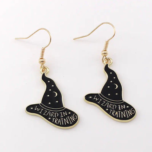 Gothic Black Cat Skull Earrings for Women's Jewelry