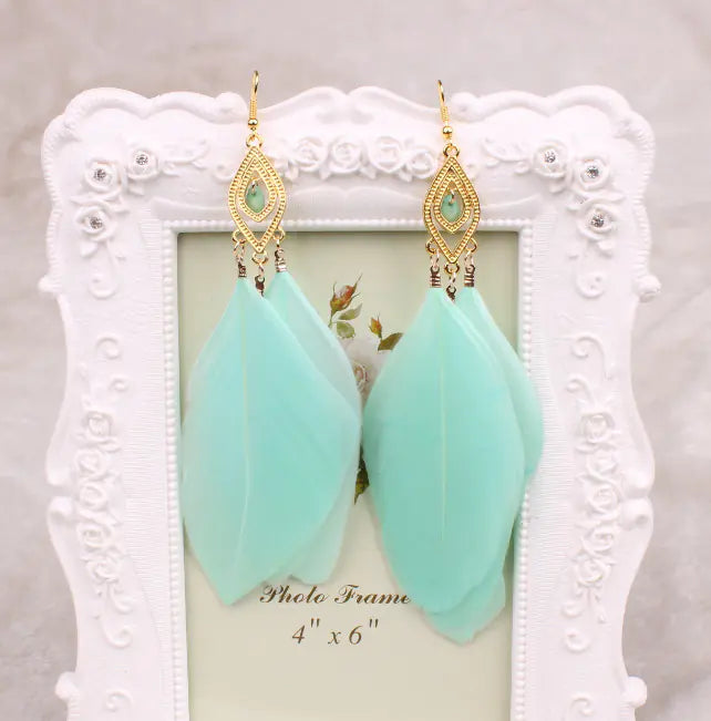 Feather Earrings and Studs - Stylish Jewelry Set