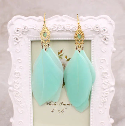 Feather Earrings and Studs - Stylish Jewelry Set