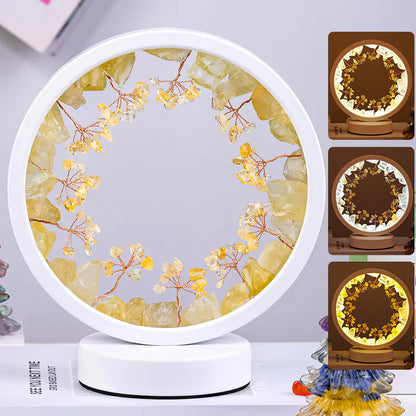 Natural Yellow Purple White Crystal Round USB Night Light