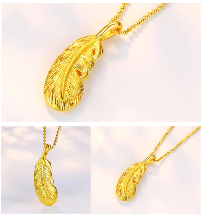 Feather Pendant Necklace, Gold-Plated Jewelry for Women