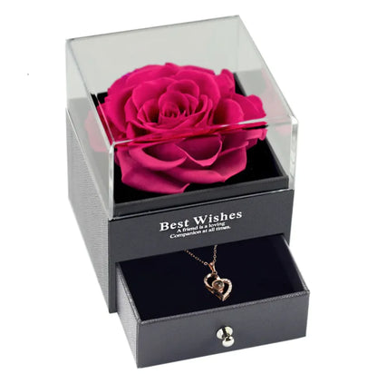 Preserved Rose Jewelry Box and Necklace