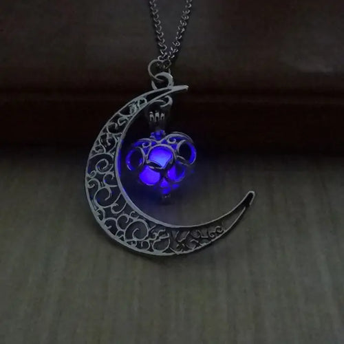 Hollow Moon Heart Shaped Glow Necklace - Mystic Edge