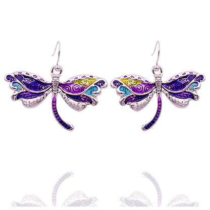 Colorful Dragonfly Earrings and Necklace Set, Stylish Jewelry