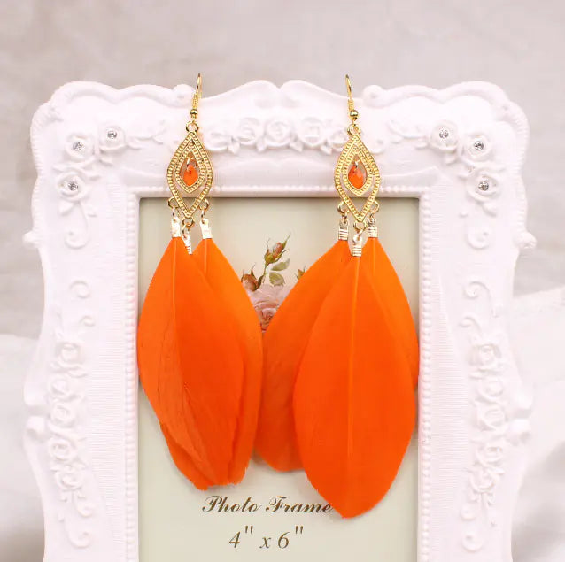 Feather Earrings and Studs - Stylish Jewelry Set