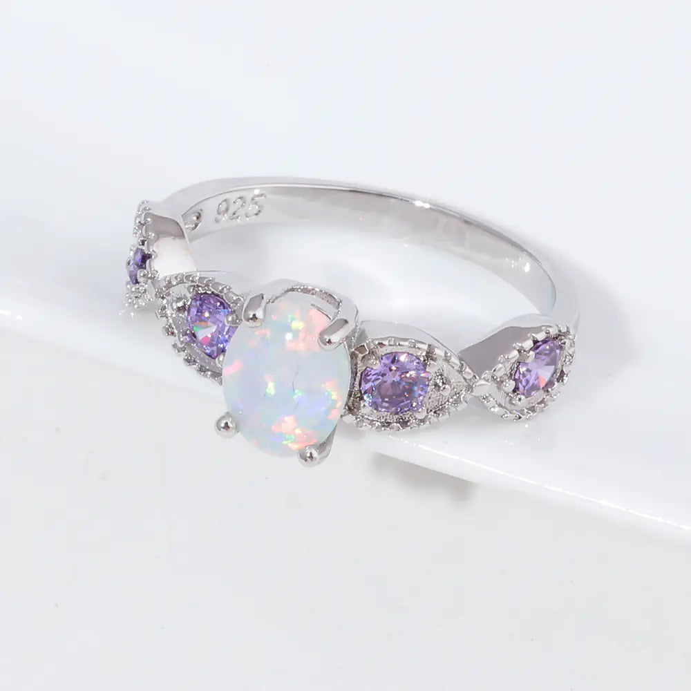 Opal Zircon Ring