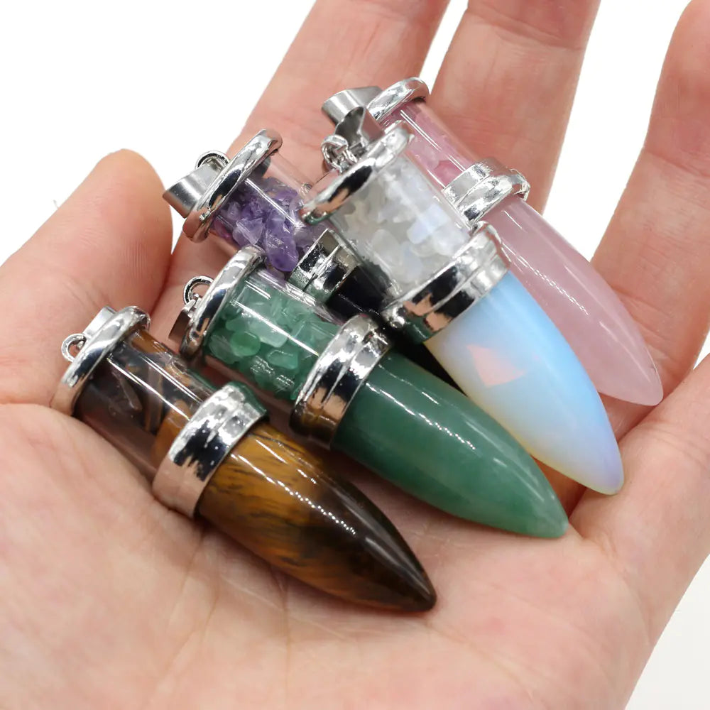 Natural Amethyst Powder Bullet Pendant Jewelry - Mystic Edge
