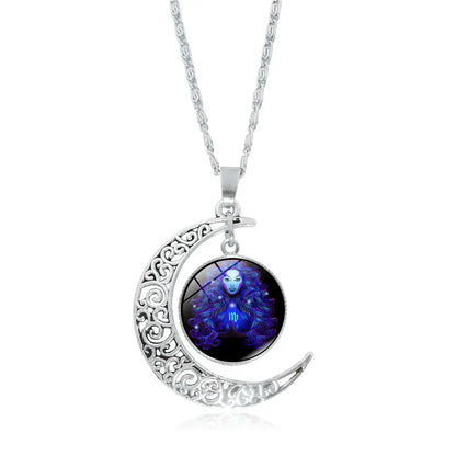 Zodiac Pendant with Half-Moon and Time Gemstone - Mystic Edge