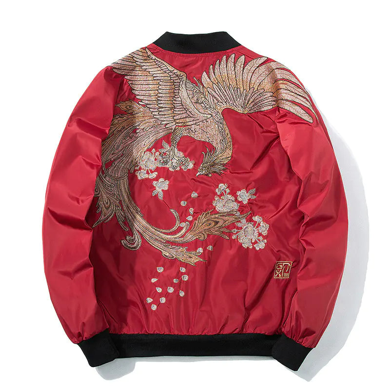 Spring Pilot Bomber Jacket with Bird Embroidery for All - Mystic Edge