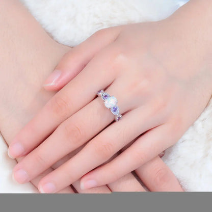 Opal Zircon Ring