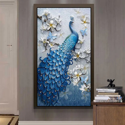 New 5D Full Diamond Peacock Painting in Blue