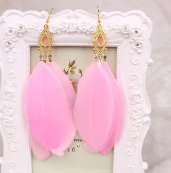 Feather Earrings and Studs - Stylish Jewelry Set