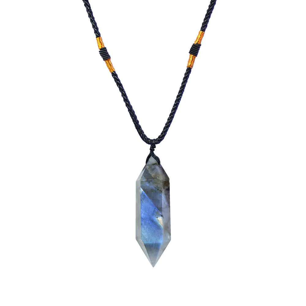Natural Labradorite Moonstone Hexagonal Pendant Jewelry - Mystic Edge