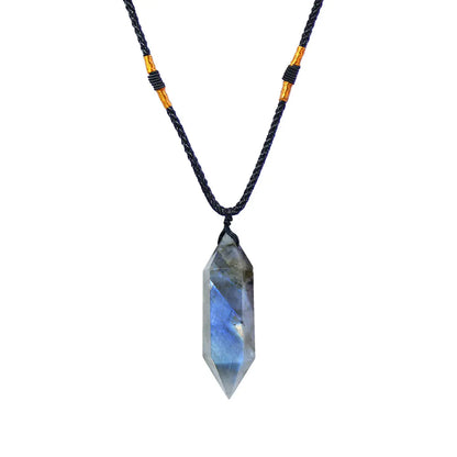 Natural Labradorite Moonstone Hexagonal Pendant Jewelry - Mystic Edge
