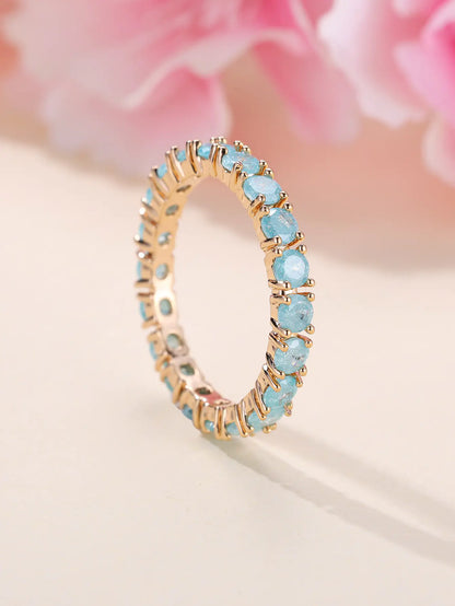 French Retro Champagne Gold Blue Ice Flower Ring - Mystic Edge